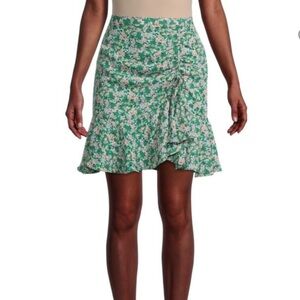 Max Studio Ruched Floral Green Skirt